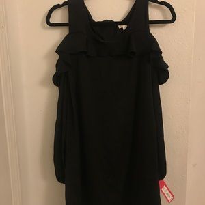 Black off the shoulder ruffled dress